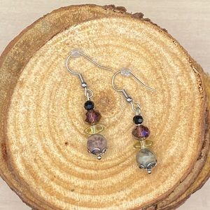 Cottage Purple, Yellow, Grey - Earrings